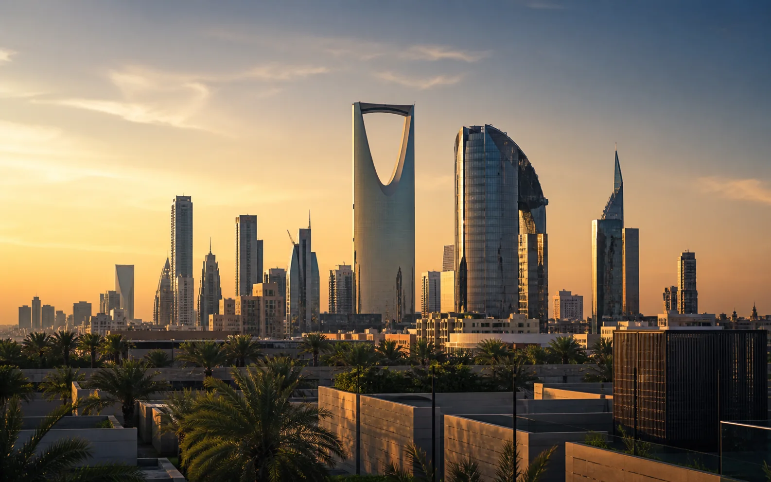 Riyadh skyline at sunset