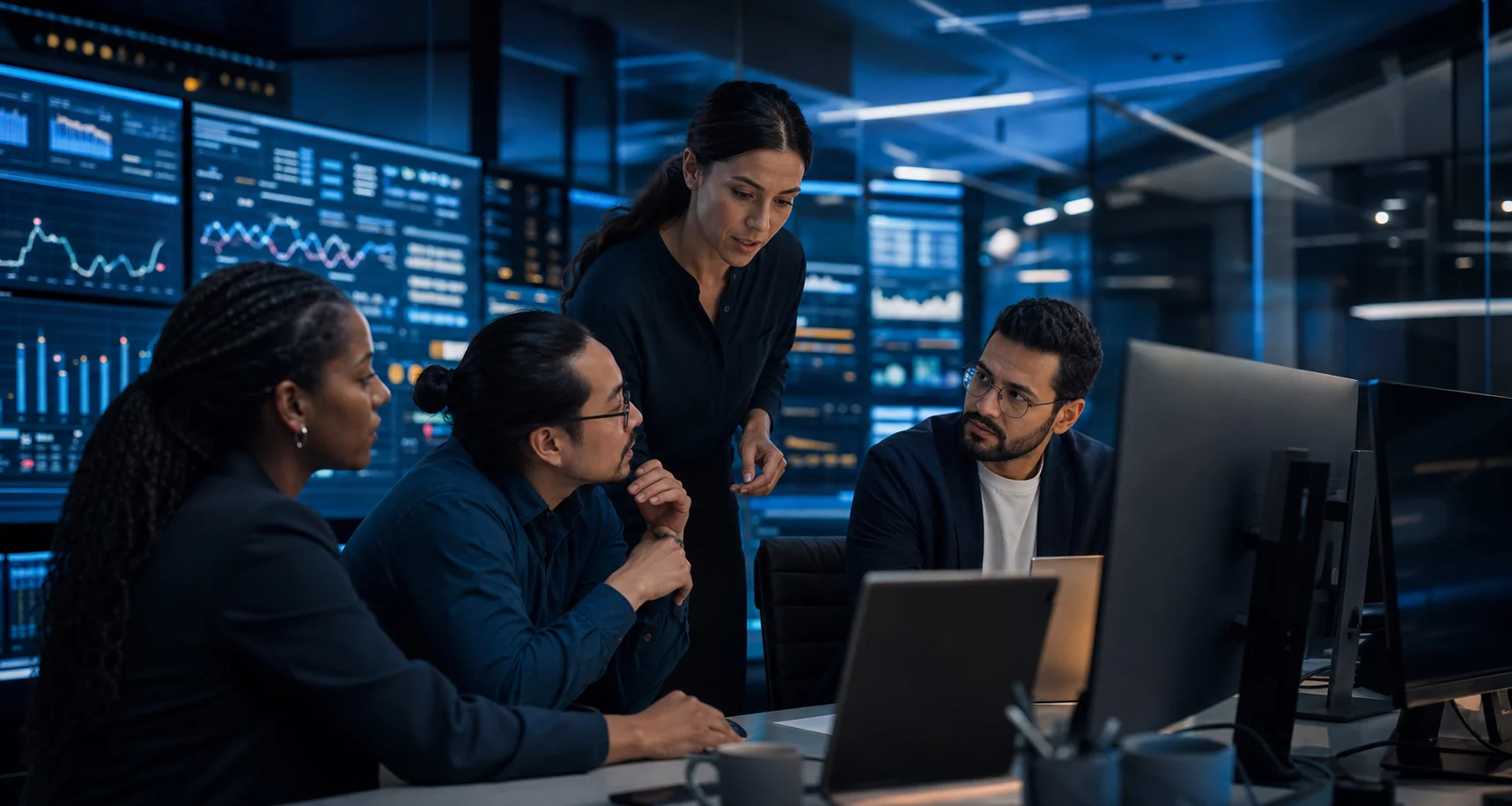 Enterprise AI operations team collaborating